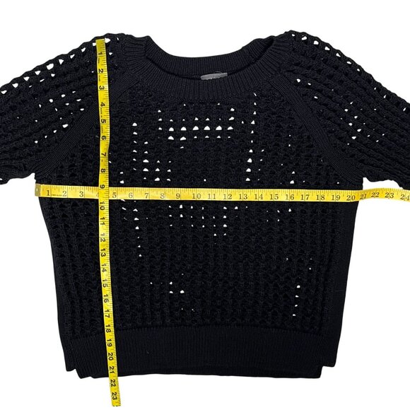Vince Camuto Open Weave Perforated Knit Sweater Black Size Medium - Picture 6 of 7
